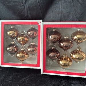 2010 2 boxes of rose/ amber gold tear drop glass ornaments